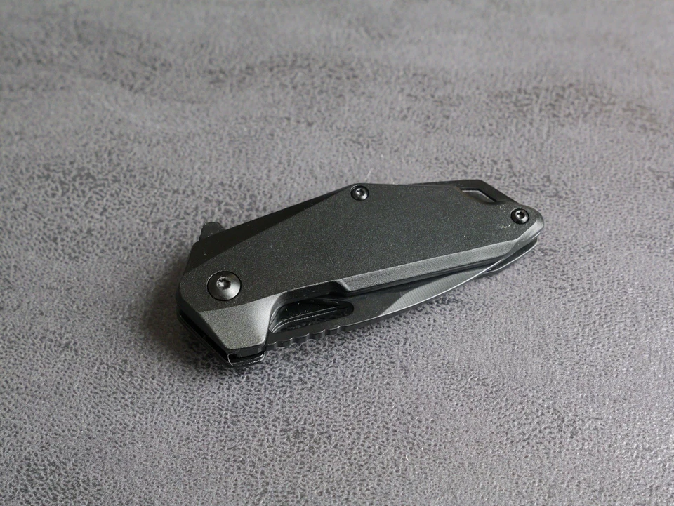 "Navaja de bolsillo plegable de 3"" negra con asistencia de resorte completamente metálica" Foto 2 de 4