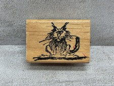 Scruffy Frazzled Grumpy Cat - Wood 2 Rubber Stamp - Kitty Kitten Cat