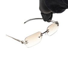 Rimless Gray Gradient Clear Lens Rectangular Silver Frame Square Men  s Glasses