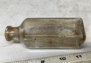 Bakers Indian Root Beer Extract Antique Embossed Bottle Springfield Mass MA