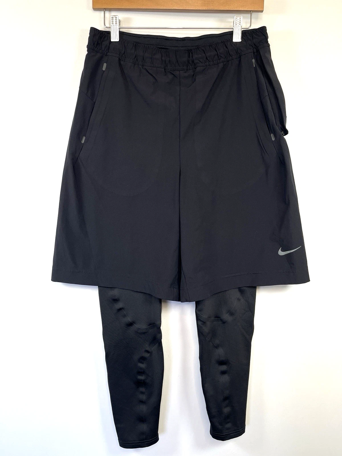 Nike Mens TR Hybrid 2-in-1 Dri-Fit Shorts/Thighs Size M Black Running 849795