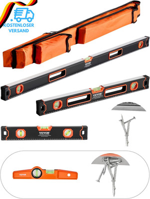 VEVOR 4-Teiliges Torpedo-Wasserwaagen-Set, 120/60/40/25Cm Kastenwasserwaagen-Set