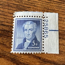 Scott # 1038 James Monroe Plate # Single Stamp - MNH