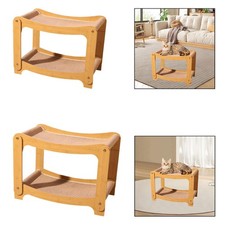 Double Layer Cat Scratcher Bed 2 in 1 Lounging Station Removable Sisal Pad