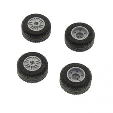 4x Lego Wheel 30.4x14 VR Black Rim 18x14 New - Light Gray Axle 58090 55982c03