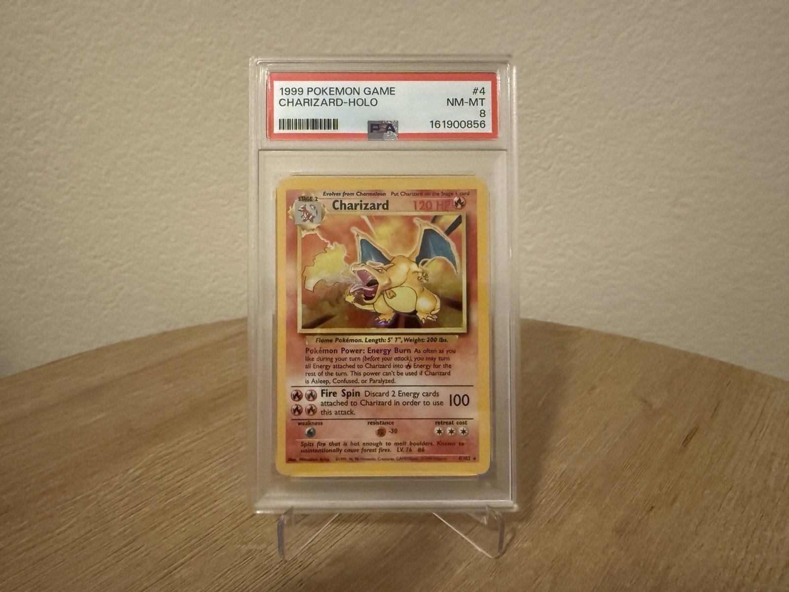 PSA 8 1999 BASE SET UNLIMITED #4 CHARIZARD-HOLO