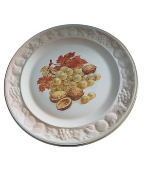 Royal Worcester Palissy Crown Geschirr Teller Obst und Nuss Design Vintage 23,5 cm 3D