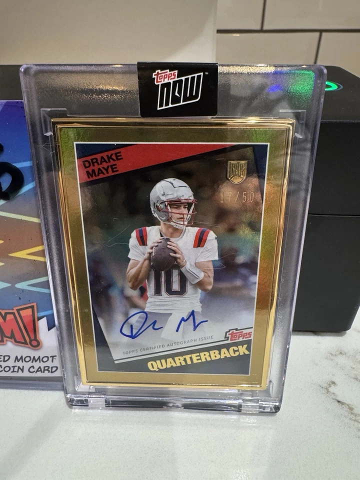2024 Topps Now Drake Maye #15A Rookie Autograph - GOLD FRAMED /50 AUTO - Image 4 of 4
