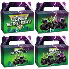24Pcs Green Purple Monster Truck Treat Boxes Monster Truck Birthday Party Dec...