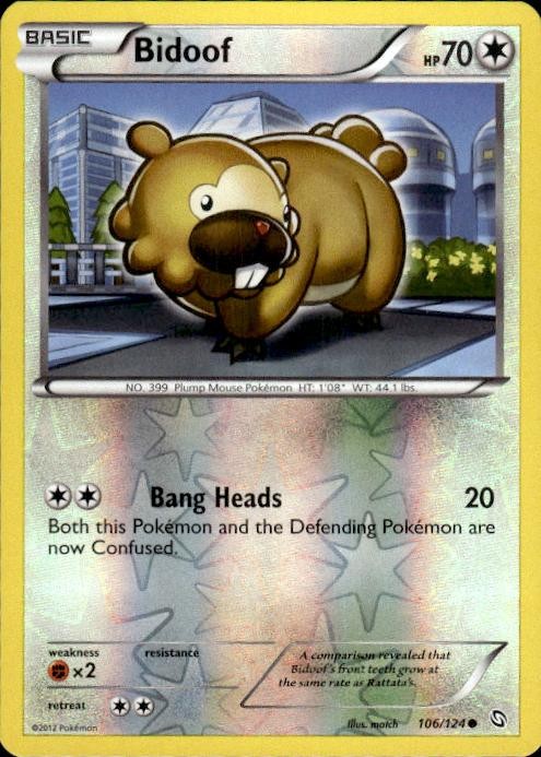 Pokemon Reverse Holo Bidoof Dragons Exalted 106/124 LP