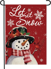 Double-Sided Burlap Snowman Christmas Garden Flag 12x18 Inch for Outdoor Decor