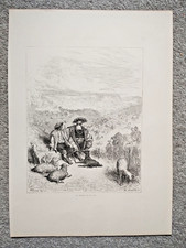 The Shepherd and the King, Gustave Dore - Antique Print - 1868