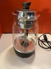 Vintage Mid Century Proctor Silex Etched Glass Coffee Pot Percolator Model 70503