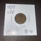 1909 VDB Lincoln Cent. VF. $4