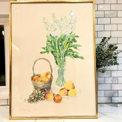 Large Gary Bukovnik Framed Lithograph ''Still Life for Fantin-Latour'' Signed 1985