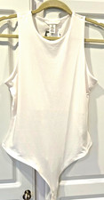 NEW W TAG H M SLEEVELESS BODYSUIT IN OFF WHITE/IVORY COLOR ,STRETCHY, SZ:M
