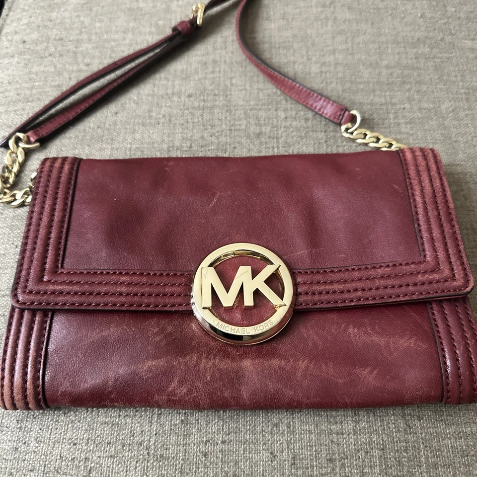 Michael Kors Fulton Women's Handbag Cinnabar Leather Bombe Clutch Crossbody Bag - Image 2 of 4