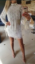 ASOS Ivory Mini Dress W/ Mother Of Pearl Floral Embellishments Size 2 WORN ONCE
