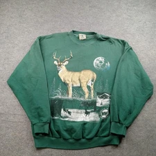 Vintage National Wildlife Federation Sweatshirt Mens Large Deer Moon 90s NWF