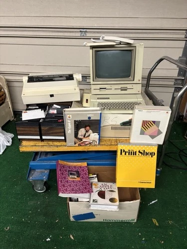 Apple IIe Computer, Disk II drives, Monitor III, Monitor Stand, Software, WORKS!