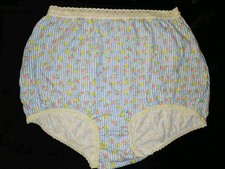 Vintage 80s JC Penny's Rose Floral Blue Stripes Cotton Granny Panties S EUC