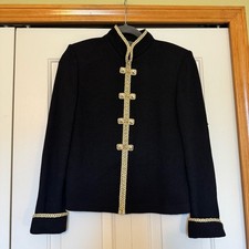 St. John Collection Santana Knit Black Full Zip Cardigan Jacket With Gold Trim