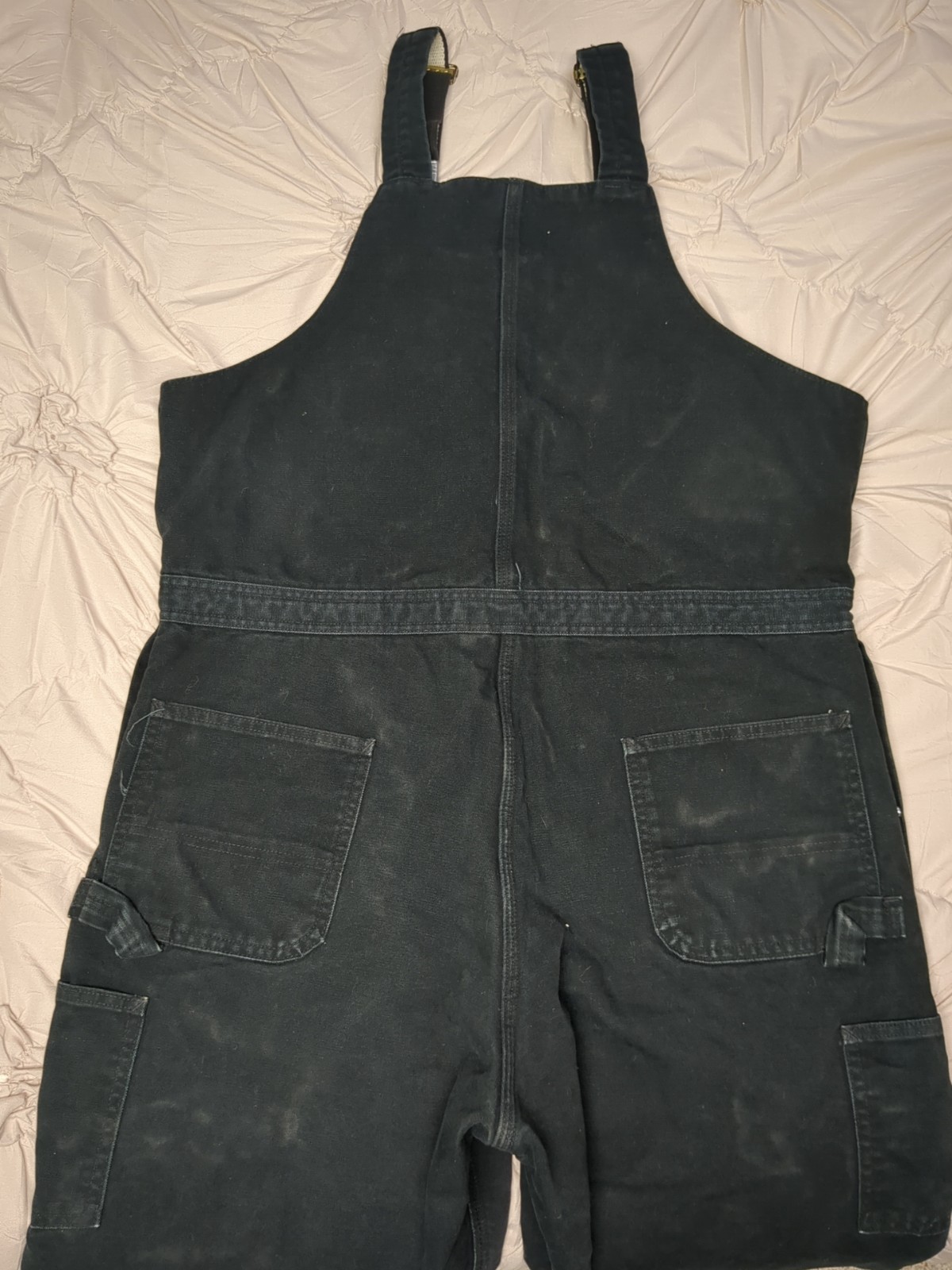 Carhartt Overalls Bibs R38 Blk Black 40 X 30 Double Knee Red Quilted Interior thumbnail 4