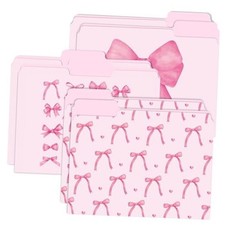 12Pcs Coquette File Folders, Letter Size Bowknot Decorative File Pink Bow