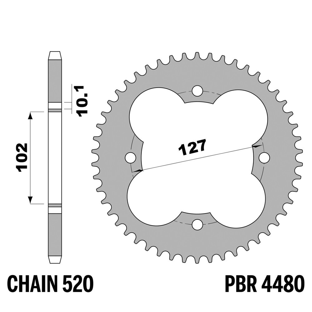 Pignon arrière PBR 37 dents acier pas 520 - Couronne de transmission Polaris Predator 500 04-06