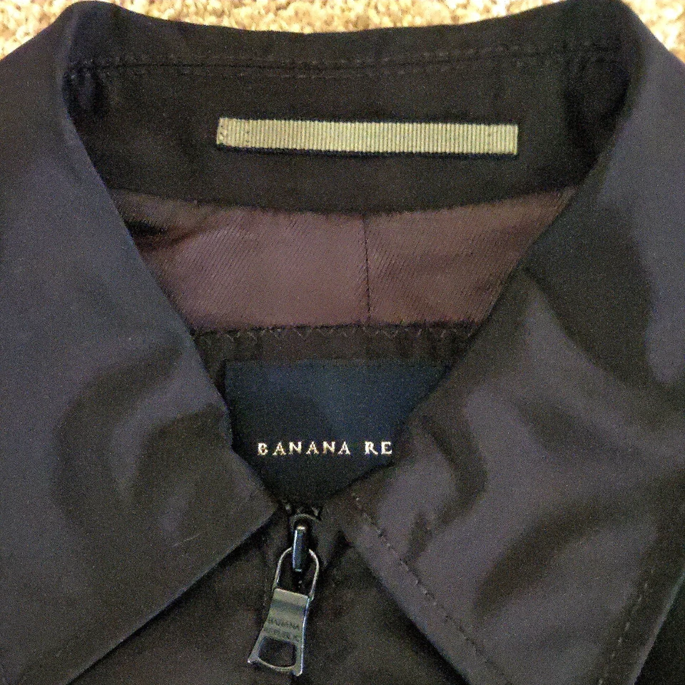 Chaqueta Forrada Banana Republic Para Hombre Pequeña Marrón Chocolate Bolsillos con Cremallera Completa Foto 2 de 4