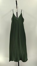 Quince Women 100% Washable Silk Slip Dress Forest Green Basic Sleeveless M
