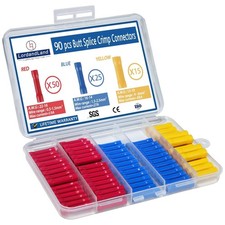 90 Pcs Butt Splice Connectors Kit 22-10 AWG Electrical Crimp Terminal Connector