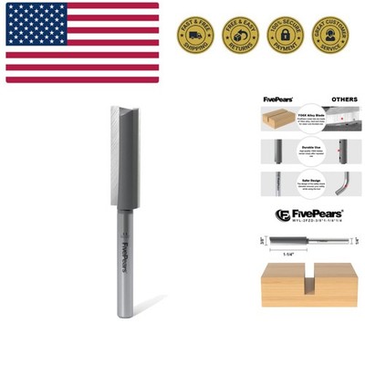 Straight Router Bits 1/4 Inch Shank Double Flute, 3/8 Inch Cutting Diameter, ...
