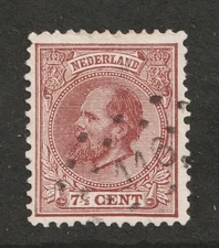 1888 Netherlands Sc# 24 - 7½¢. William III. Used stamp Cv$22.00