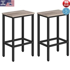Industrial Bar Stools Set 2 Metal Legs 15x10.6x25.8 In Retro Kitchen Chairs New