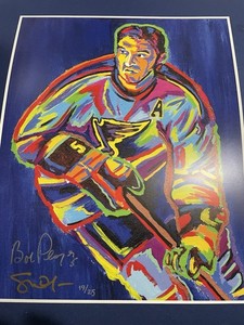 St. Louis BLUES Bob PLAGER #5 SIGNED COLORFUL Ltd Ed #19/25 11X14 Holo & COA WOW