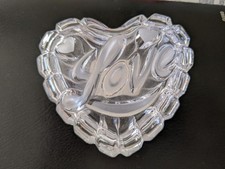 MIKASA Boîte à Bibelots Couverte en Forme de Coeur Cristal Plomb Gravé Amour Romantique Neuf