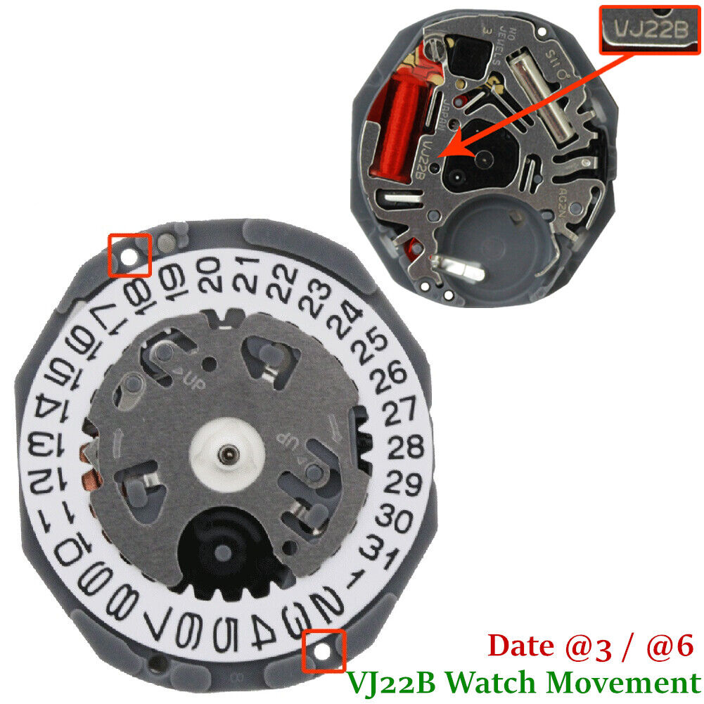 3 Quartz Watch Movement 4.3mm Height for Hattori VJ22 VJ22B Single Calendar