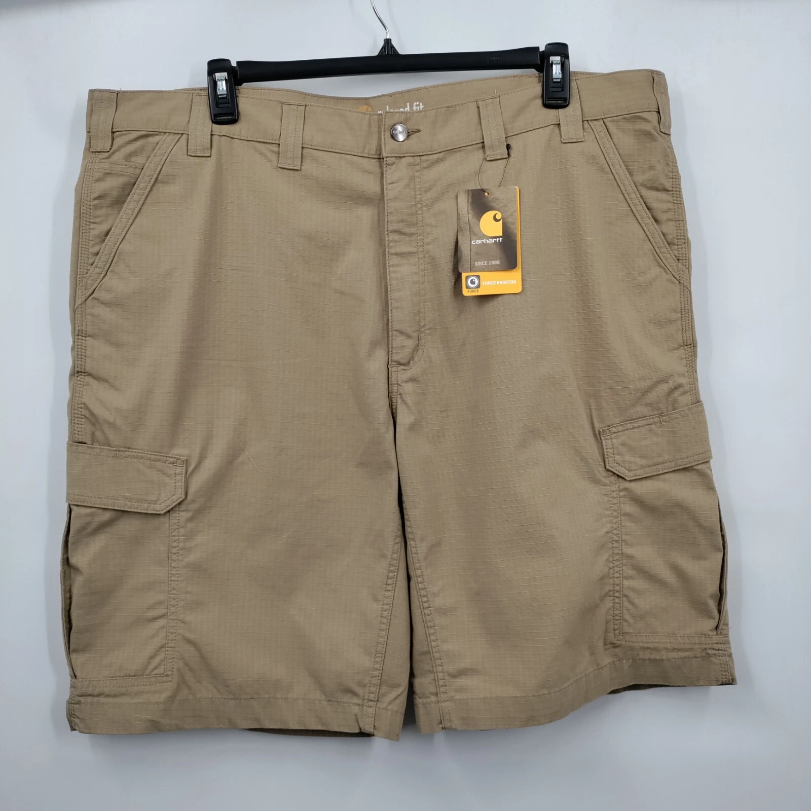 Carhartt Rugged Flex Relaxed-Fit Canvas Cargo Shorts, Khaki, Size 46