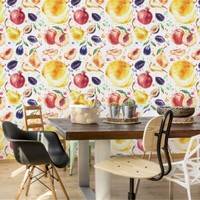 10M Vlies Tapeten Rollen Esszimmer Obst Aquarell Pfirsiche Pflaumen Xxl 3933