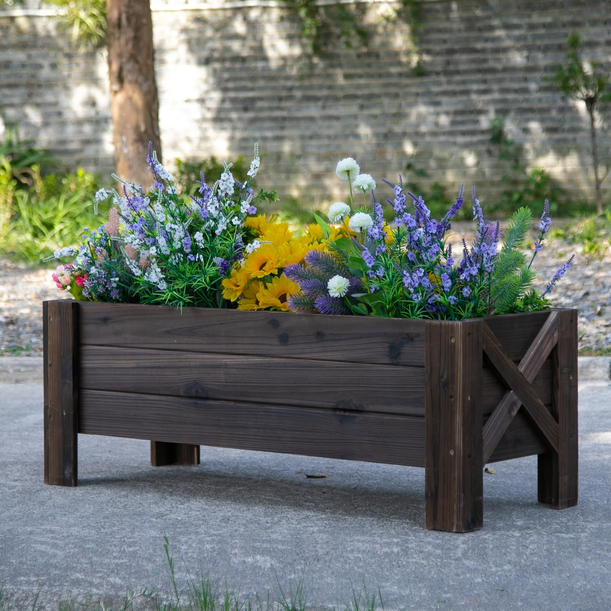 Wooden Garden Raised Bed Planter Box Flower Vegetable Grow Pot 100x36.5x36cm