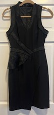 bebe little Black Dress Ruffle Accent Straight Slimming Size 4