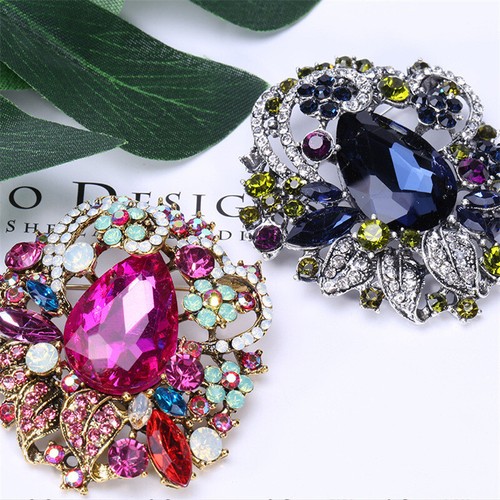 Bohemian Crystal Luxury Vintage Large Glass Rhinestone Brooch - Picture 11 of 20