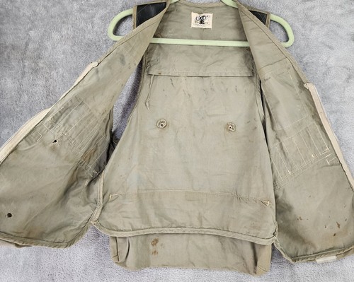 Black Sheep Vest Mens Small Green Distressed Hunting Cargo Full Zip Vintage - Picture 3 of 10