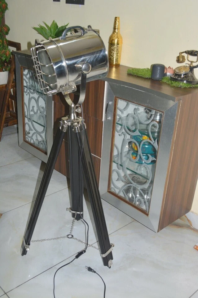 Nautical Hollywood Studio Tripod Floor Lamp Theater Spotlight Home Office Light - Image 3 of 4