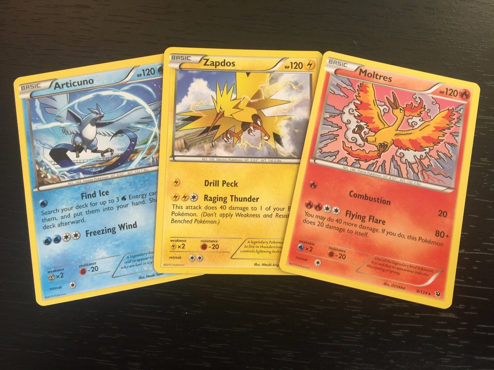 Kit 3 Cartas Pokémon Moltres Articuno Zapdos Lendáios