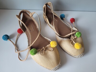 Aquazzura Luxus Schuhe  Shoes Palm Beach Pompom Espadrille Gr.EU 37
