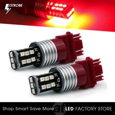 Syneticusa 3157 LED Red Strobe Flash Brake Stop Parking Rear Light Safety Bulbs