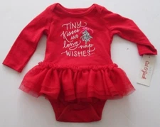 NTW-Infant Cat & Jack Girls Holiday Bodysuit-Red-Tulle Skirt-0-3 or 6-9 M/Month