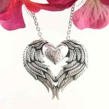 Angel Wings Heart Pendant Necklace For Women Wedding Party Charms Jewelry Gifts